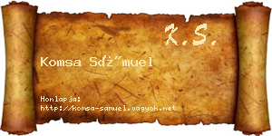 Komsa Sámuel névjegykártya